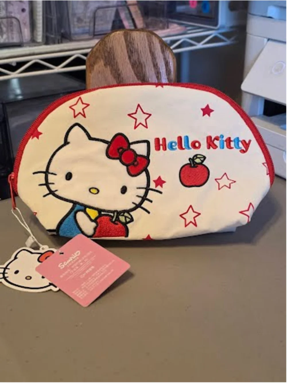 #HK-2380 Hello Kitty Licensed Padded Embroidered Zippered Pencil Pouch
